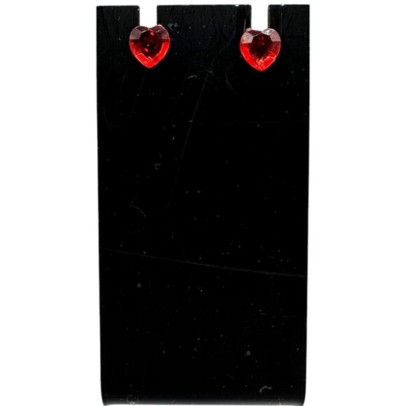Heart Shaped Red Crystal Stud Earrings Womens Fashion Jewelry Valentines Day - Picture 1 of 5